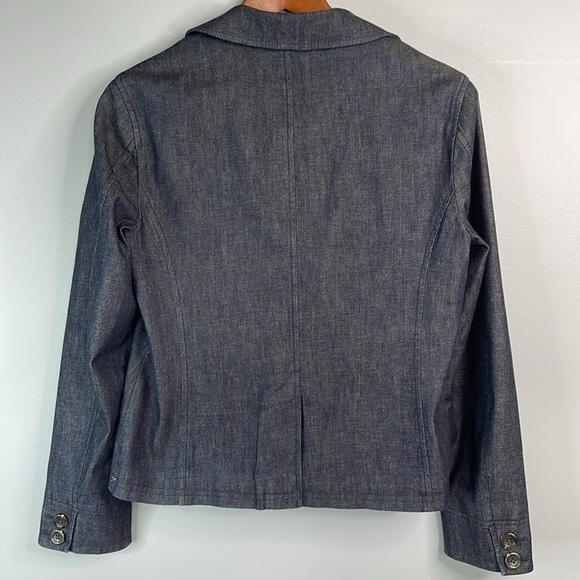 L.L. BEAN 3 Button Single Breasted Denim Blazer Blue Dark Wash Lined 6 Regular - Picture 8 of 12